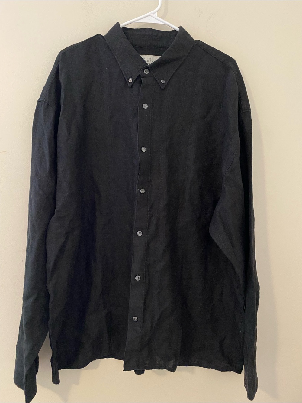Abercrombie & Fitch Linen cotton black button up long sleeve shirt plus XXL